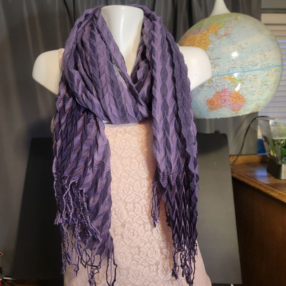 Beautiful Crinkle Scarf In Purple Hues